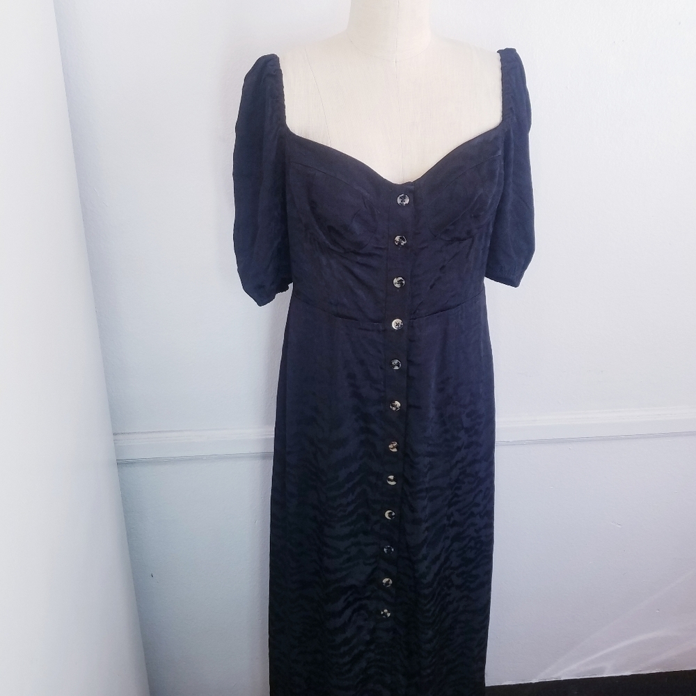 Good American | Sweetheart Neckline Black Midi Dress L, Black‎ - Picture 5 of 10